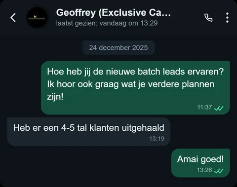 WhatsApp bericht van tevreden klant