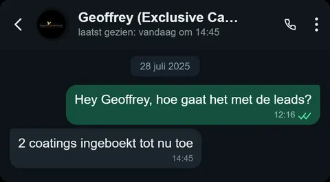 WhatsApp bericht van tevreden klant