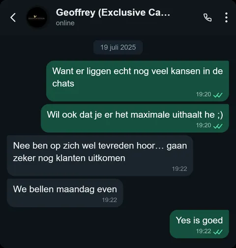 WhatsApp bericht van tevreden klant