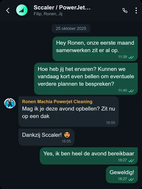 WhatsApp bericht van tevreden klant