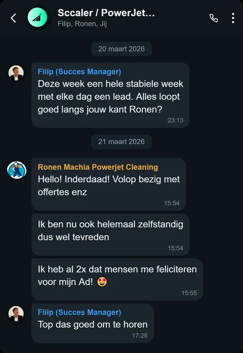 WhatsApp bericht van tevreden klant