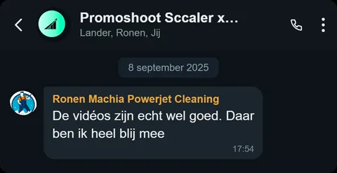 WhatsApp bericht van tevreden klant