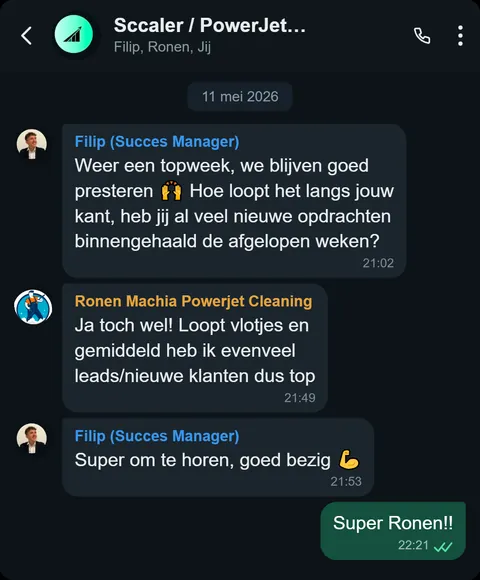 WhatsApp bericht van tevreden klant