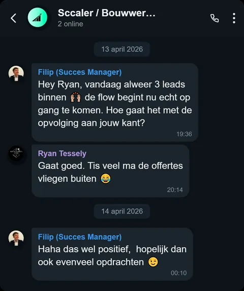 WhatsApp bericht van tevreden klant