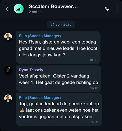 WhatsApp bericht van tevreden klant