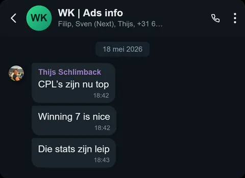 WhatsApp bericht van tevreden klant